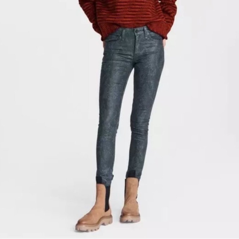 Rag & Bone Cate Mid-Rise Skinny Snake Foil